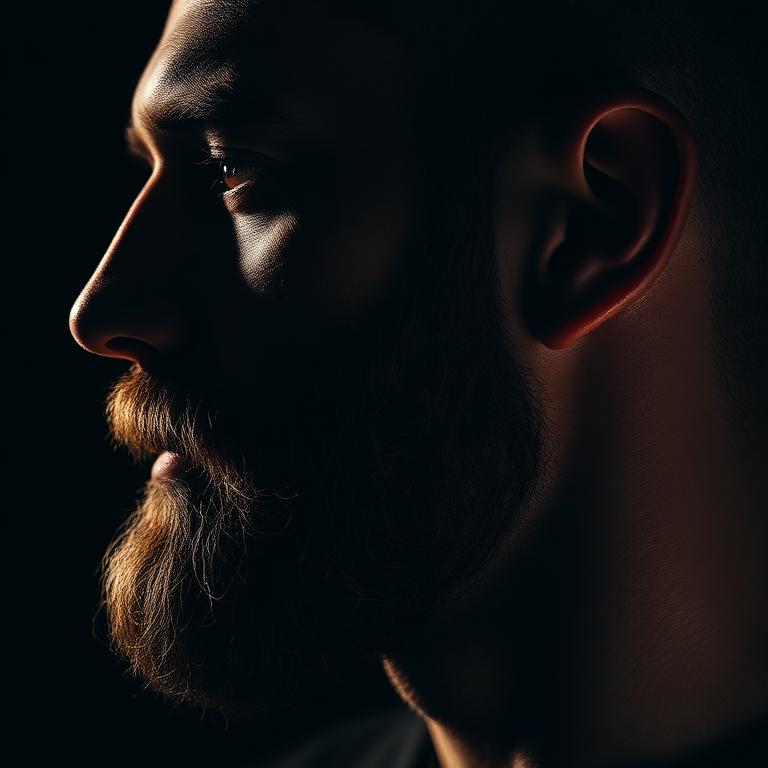 Sculpted beard trim profile detail
