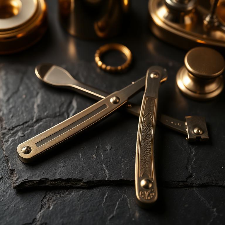 Cut-throat razor and vintage barber tools